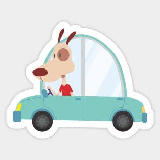 dog driving a car Sticker